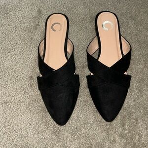 Black slide mules